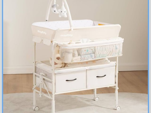 Lot 96-181706 - Baby Changing Table with Wheels, Maydolly Portable Foldable Changing Table, Waterproof Diaper Changi...