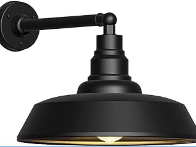 Lot 96-177795 - 24" Large Gooseneck Outdoor Light - Classic Outdoor Barn Light Fixture, Black Exterior Wall Light Fi...