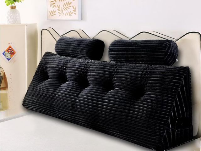 Lot 96-164114 - Headboard Pillow for Perfect Reading and Relaxation - Black Wedge Backrest Pillow for Bed,Daybed,and...