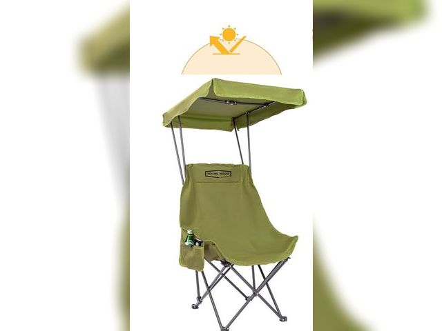Lot 96-163914 - YOUNG WOOD Portable Camping Chair Beach Chair with Shade Canopy, Fold Lightweight Oversized for All,...