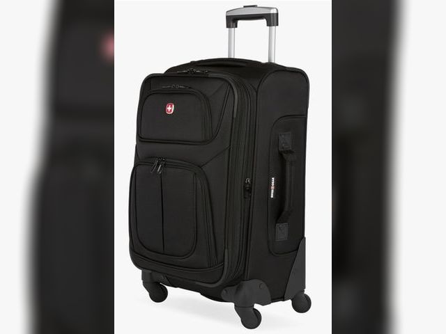 Lot 96-172362 - SwissGear Sion Softside Expandable Luggage – Carry-On Suitcase with 360 Degree Wheels &amp; Retracta...
