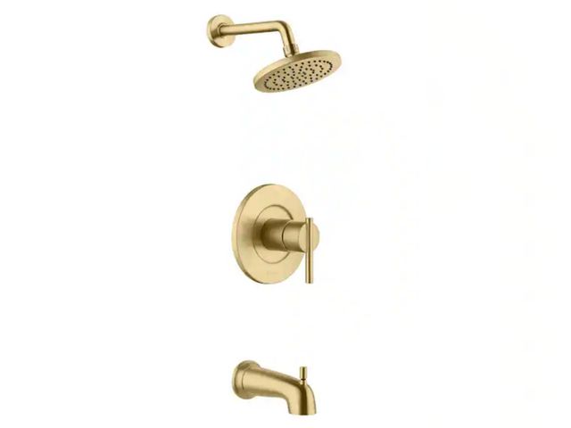 Lot 96-182313 - Glacier Bay
Dorind Single-Handle 1-Spray Tub and Shower Faucet 1.8 GPM in Matte Gold (Valve Included...