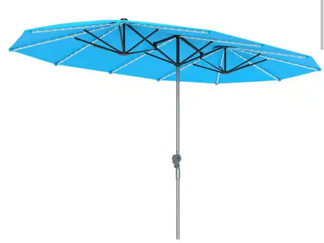 Lot 96-171594 - Outsunny 15 ft. Market Patio Umbrella in Blue New MSRP 158