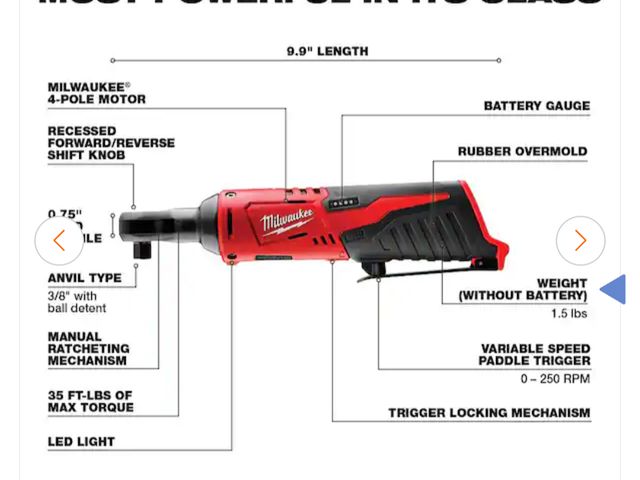 Lot 96-155390 - Milwaukee M12 12V Lithium-Ion Cordless 3/8 in. Ratchet (Tool-Only) New MSRP $149