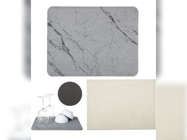 Lot 96-174173 - Stone Drying Mat for Kitchen Counter - Super Absorbent Diatomaceous Stone Dish Drying Mat, Non Slip,...