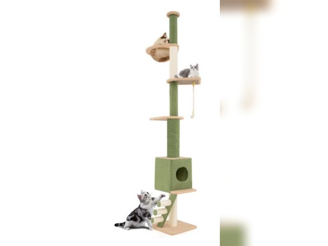Lot 96-198204 - Floor To Ceiling Cat Tree With 86-99.5 Inch Adjustable Height And Extra Post-Green
Open box 
Appears...
