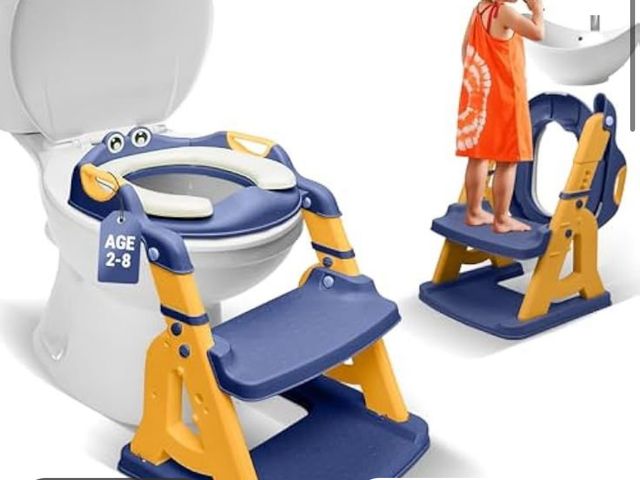 Lot 96-193336 - Bambinao 2-in-1 Cushioned Potty Seat with Ladder – Foldable Toddler Toilet Seat &amp; Toddler Step –...