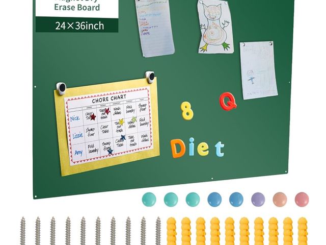 Lot 96-164527 - 24 x 36 Inches Metal Magnetic Board Green Magnet Bulletin Boards for Walls to Display Magnetic Notes...