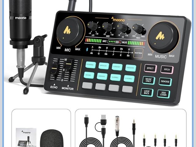 Lot 96-197520 - MAONO Podcast Equipment Bundle Audio mixer All-in-One Podcast Production Studio with 3.5mm Microphon...