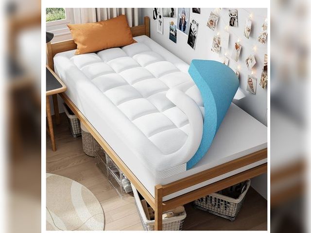 Lot 96-164745 - ELEMUSE Twin XL Dual Layer 3 Inch Memory Foam Mattress Topper for College Dorm Room Essentials, 2 In...