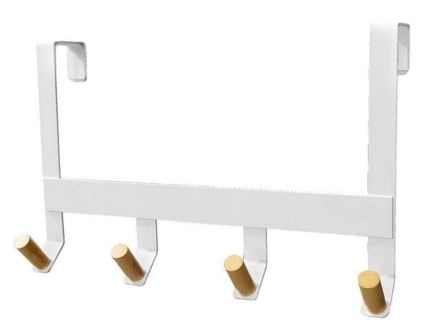 Lot 96-165582 - Mixed Material Over The Door 4 Hooks Rail Light Wood on Matte White - Brightroom™
Towel &amp; Coat H...