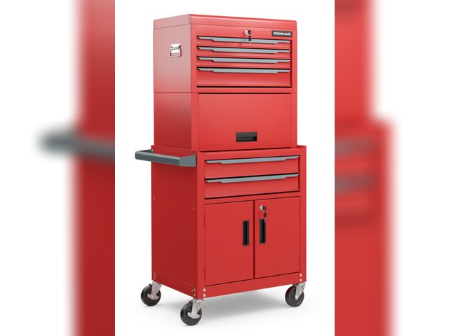 Lot 96-197620 - 3-in-1 6-Drawer Rolling Tool Chest Storage Cabinet with Universal Wheels and Hooks, Red
New 
Exact m...