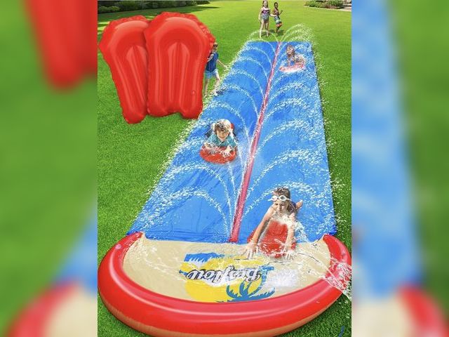 Lot 96-232683 - Heavy Duty Slip and Slide with Sprinkler and 2 Boards, Water Slide for Adults with 3-Way Water Sprin...