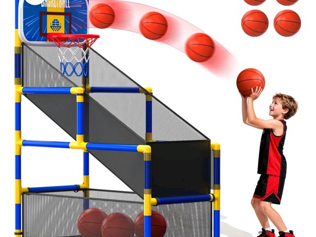 Lot 96-230838 - JoyStone Kids Basketball Hoop Arcade Game, Basketball Hoop Indoor Outdoor W/4 Balls, Basketball Game...