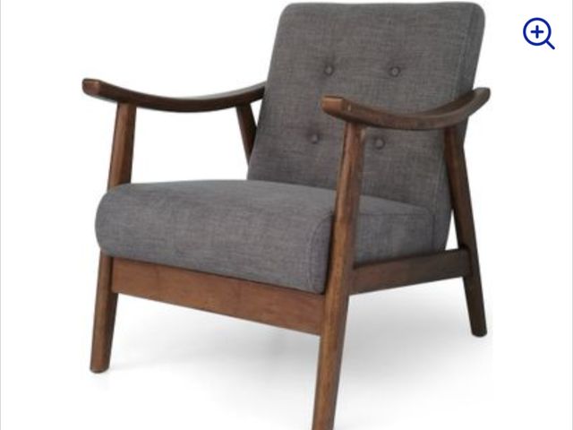 Lot 96-152777 - Noble House Chabani Mid-Century Modern Tufted Gray Fabric Accent Chair New MSRP $274.99