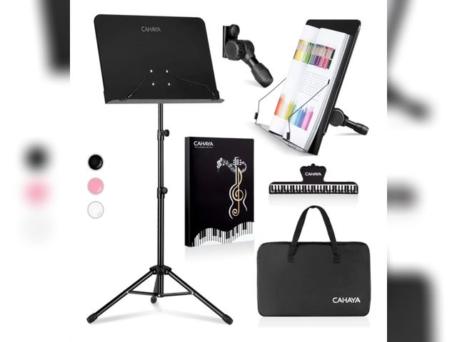 Lot 96-171156 - CAHAYA 5 in 1 Dual-use Sheet Music Stand &amp; Desktop Book Stand Metal Portable Solid Back Height A...