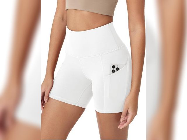 Lot 96-173508 - ODODOS Women's Tummy Control Biker Shorts 2.0 with Pockets High Waist Athletic Workout Yoga Shorts-
...