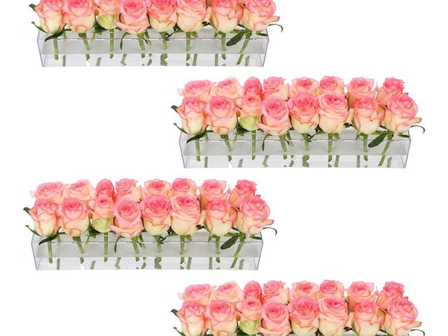 Lot 96-170428 - 4 Pack Clear Acrylic Flower Vase Centerpiece for Dining Table,63.2 Inch Rectangular Floral Low Vases...