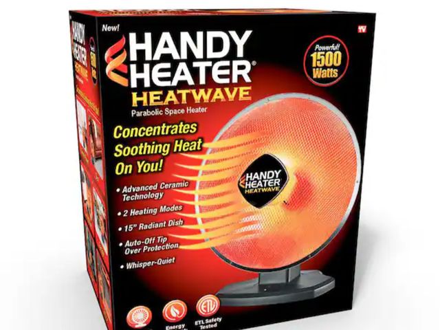 Lot 96-199005 - HANDY HEATER 1500-Watt 18.5 in. Electric Ceramic Parabolic Space Heater with Tip-Over Safety New