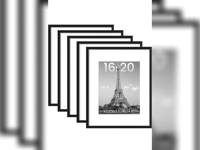 Lot 96-211762 - upsimples 16x20 Picture Frame Set of 5, Display Pictures 11x14 with Mat or 16 x 20 Without, Wall Gal...