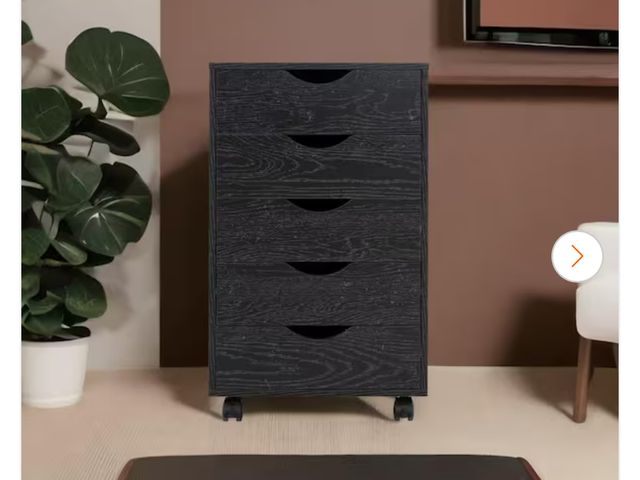 Lot 96-162007 - MAYKOOSH 5-Drawer Distressed Black
Wood 15.75 in. W Craft Storage Vertical File Cabinet on Wheels, D...