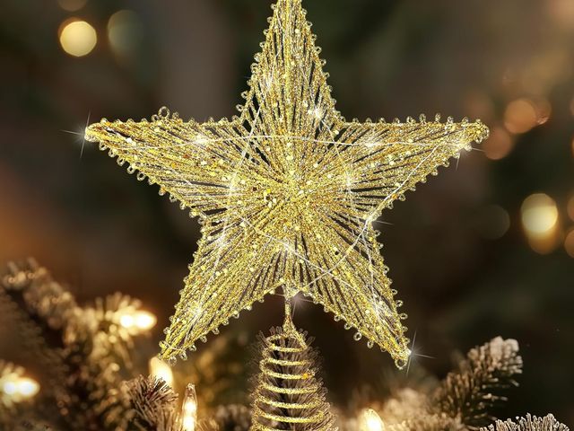 Lot 96-189493 - Gold Star Christmas Tree Topper with 30 Led Lights, Gold Tree Star for Christmas Tree Top Decoration...