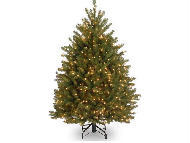 Lot 96-196157 - National Tree Company 4 ft Pre-Lit Dunhill Fir Mini Artificial Christmas Tree, 200 Clear Lights, 559...