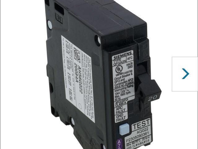 Lot 96-227756 - 1-Pole Dual Function (AFCI/GFCI) Plug-On Neutral Circuit Breaker (120V, 20A) UL Type QFGA2N new