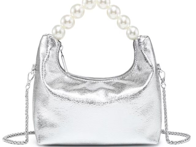 Lot 96-230505 - Pearl Handle Evening Clutch Purse for Women with Detachable Chain Strap New