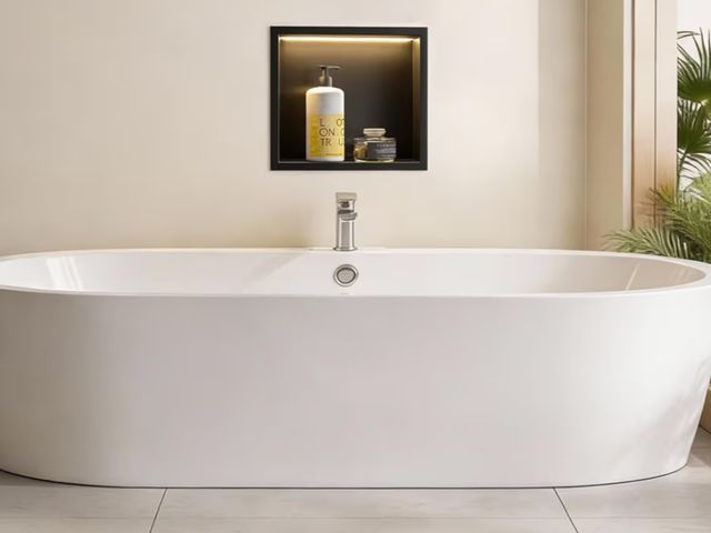 Lot 96-209907 - Led Shower Niche 12" X 12" Matte Black Recessed Stainless Steel Niche Shower for Bathroom Wall No Ti...