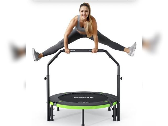 Lot 96-180835 - BCAN 40" Foldable Mini Trampoline, Rebounder Trampoline for Adults, U/T Adjustable Foam Handle, Exer...