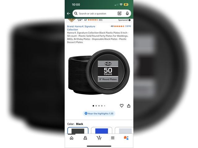 Lot 96-187848 - Hanna K. Signature Collection Black Plastic Plates 9 Inch - 50 count - Plastic Solid Round Party Pla...