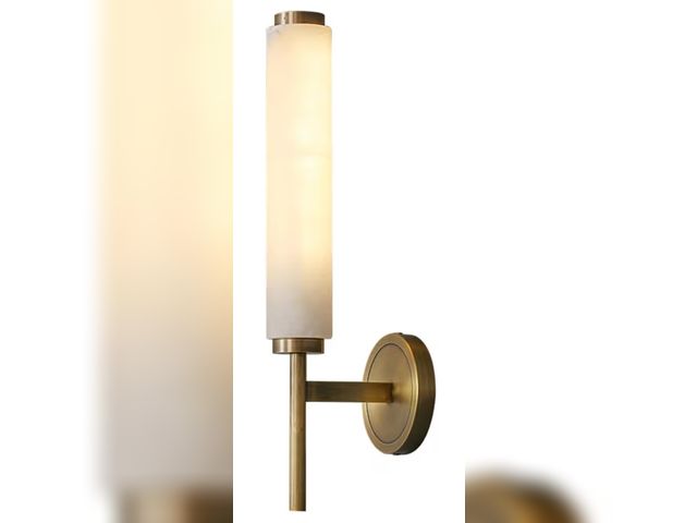 Lot 96-190489 - Alabaster Wall Sconce Light LED 3000K Warm Light Indoor Wall Decor Cylindrical Marble lampshade Wall...