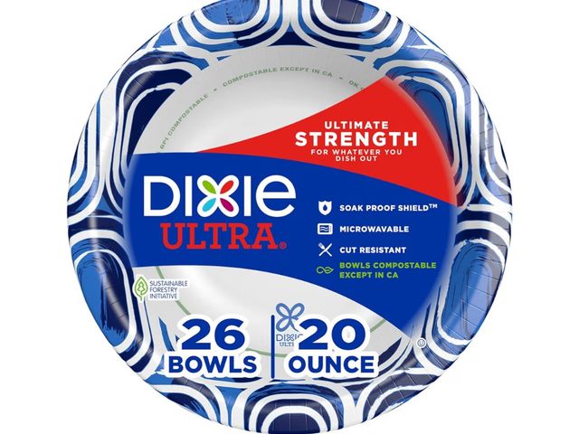 Lot 96-201322 - Dixie Ultra, Large Paper Bowls, 20 Oz, 26 Count, Microwave Safe, Compostable, Disposable Bowls Great...