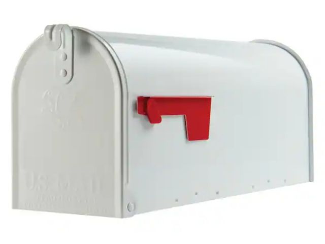 Lot 96-164729 - Architectural Mailboxes
Elite White, Medium, Steel, Post Mount Mailbox
New, but lid wont stay shut- ...