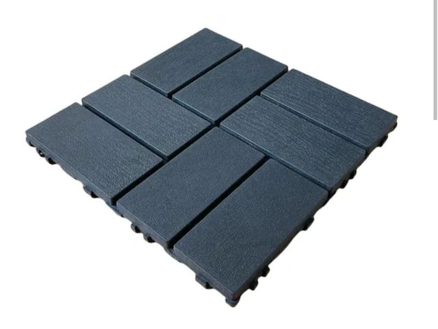 Lot 96-183085 - 11.8 in. x 11.8 in. Patio Outdoor Flooring Waterproof Plastic Interlocking Deck Tiles (Dark Gray 44 ...