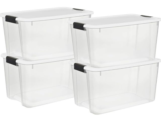 Lot 96-181457 - Pack Ultra Latching Box, Storage Bins with Lids, Clear Plastic,  - Heavy-Duty Organizing Containers ...