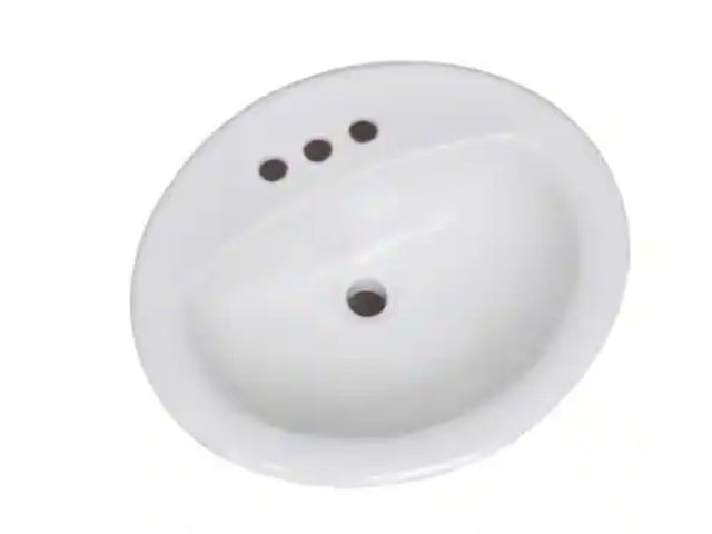 Lot 96-181269 - Design House 20 in. x 17 in. Ceramic Oval Self-Rimming Drop-In Bathroom Sink in White Unused small h...