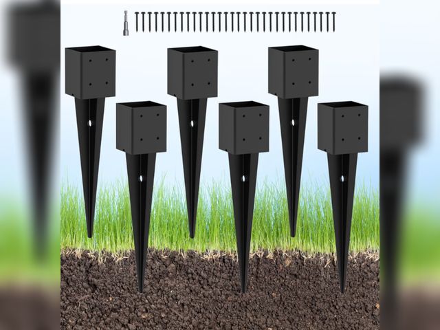 Lot 96-181248 - 6 Pcs 4"x4" Fence Post Anchor Ground Spike 24"(Actual: 3.6"x3.6") Heavy Duty Metal Fence Post Anchor...