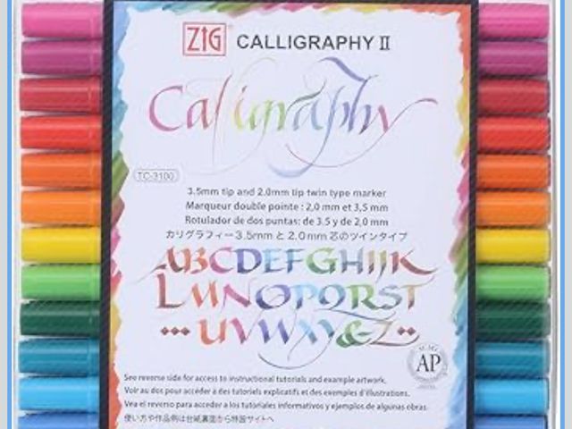 Lot 96-190913 - Kuretake ZIG Calligraphy Marker Pens, 24 Colors set, 2mm &amp; 3.5mm Dual Tip Markers, for Writing &...