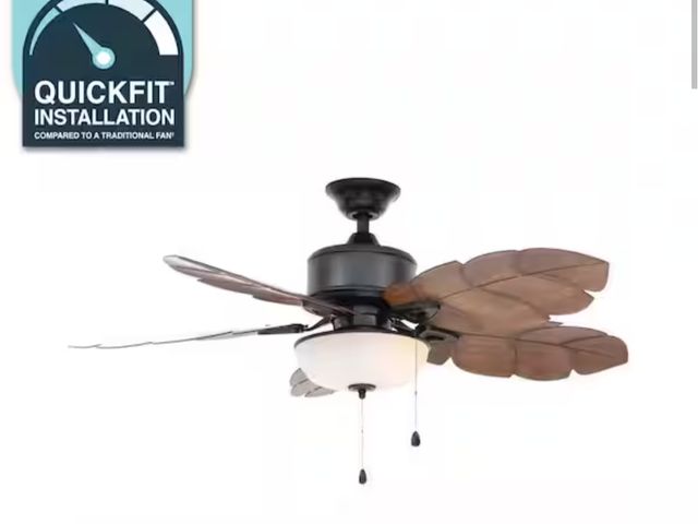 Lot 96-163248 - Home Decorators Collection
Palm Cove 52 in. Indoor/Outdoor LED Natural Iron Ceiling Fan with Light K...