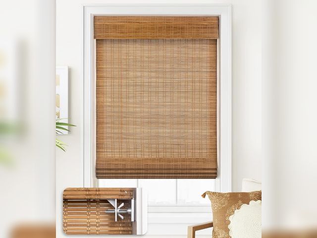 Lot 96-214010 - Cordless Bamboo Roman Shades, Light Filtering Window Treatment, Roll Up Bamboo Blinds for Window
New
