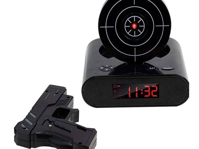 Lot 96-173659 - Eyes.sys Target Alarm Clock for Heavy Sleeper, Creative Gun Alarm Clock, Shoot-to-Stop Alarm Clock, ...