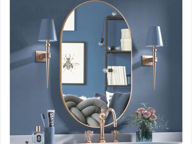 Lot 96-177414 - CASSILANDO Oval Mirror, 20"×30" Oval Bathroom, Metal Frame, Vertically Unique Wall Mounted, Vanity f...