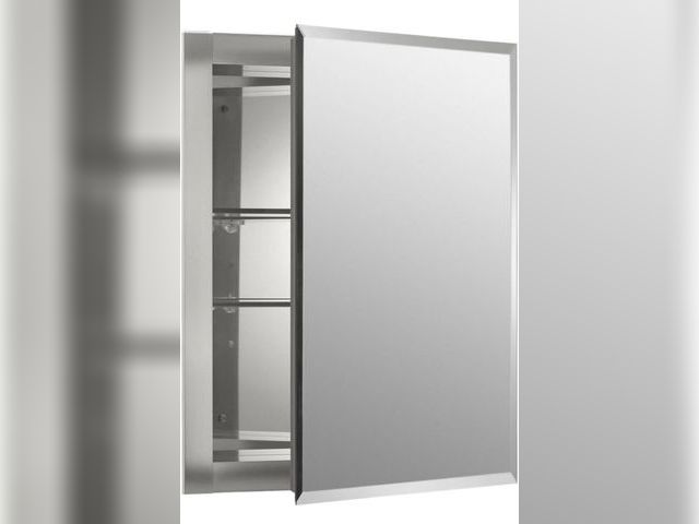 Lot 96-176727 - KOHLER CB-CLR1620FS Single Door Beveled Medicine Cabinet with Mirror Door &amp; Adjustable Shelves, ...