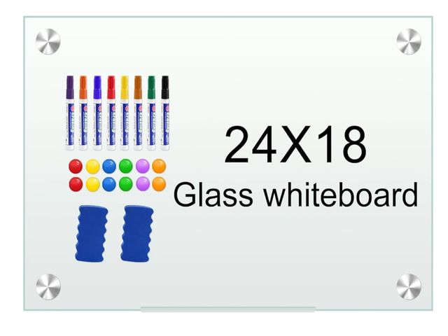 Lot 96-170064 - Qprobd White Board 24”x18“ Magnet Dry Erase Boards Frameless Magnetic Glass Whiteboard for Wall, Wal...