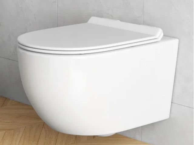 Lot 96-198371 - Eridanus
Hampton Wall Hung Toilet 0.8/1.6 GPF Dual Flush Elongated Bowl Toilet in Crisp white, Seat ...