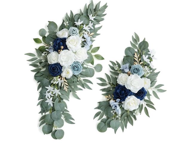 Lot 96-230457 - Udoula Artificial Dusty Blue Wedding Arch Flower Swags Set of 2 for Welcome Signs Floral and Wedding...