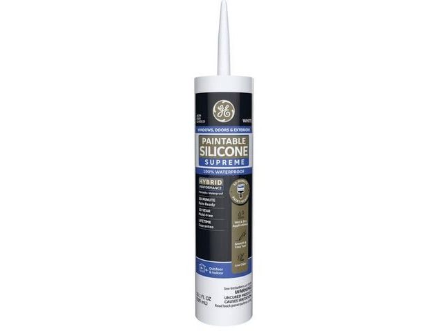 Lot 96-182200 - GE 9.5 oz. Paintable Supreme Silicone
Caulk Window and Door Sealant White
New