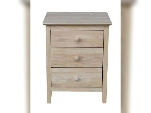 Lot 96-166372 - Unfinished Solid Wood 3-Drawer Nightstand
New 
Msrp $201.14